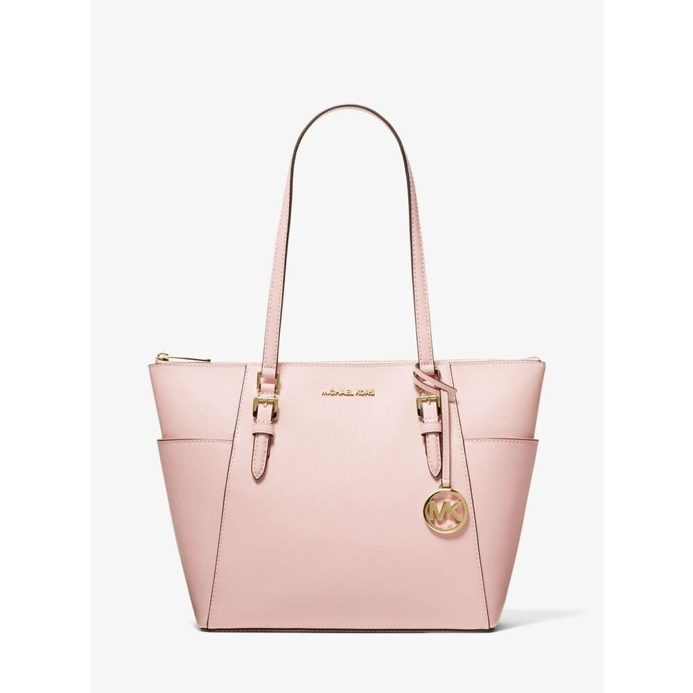 Michael Kors Charlotte Saffiano Leather Top-Zip Bag Powder Blush Pink - Picture 2 of 12